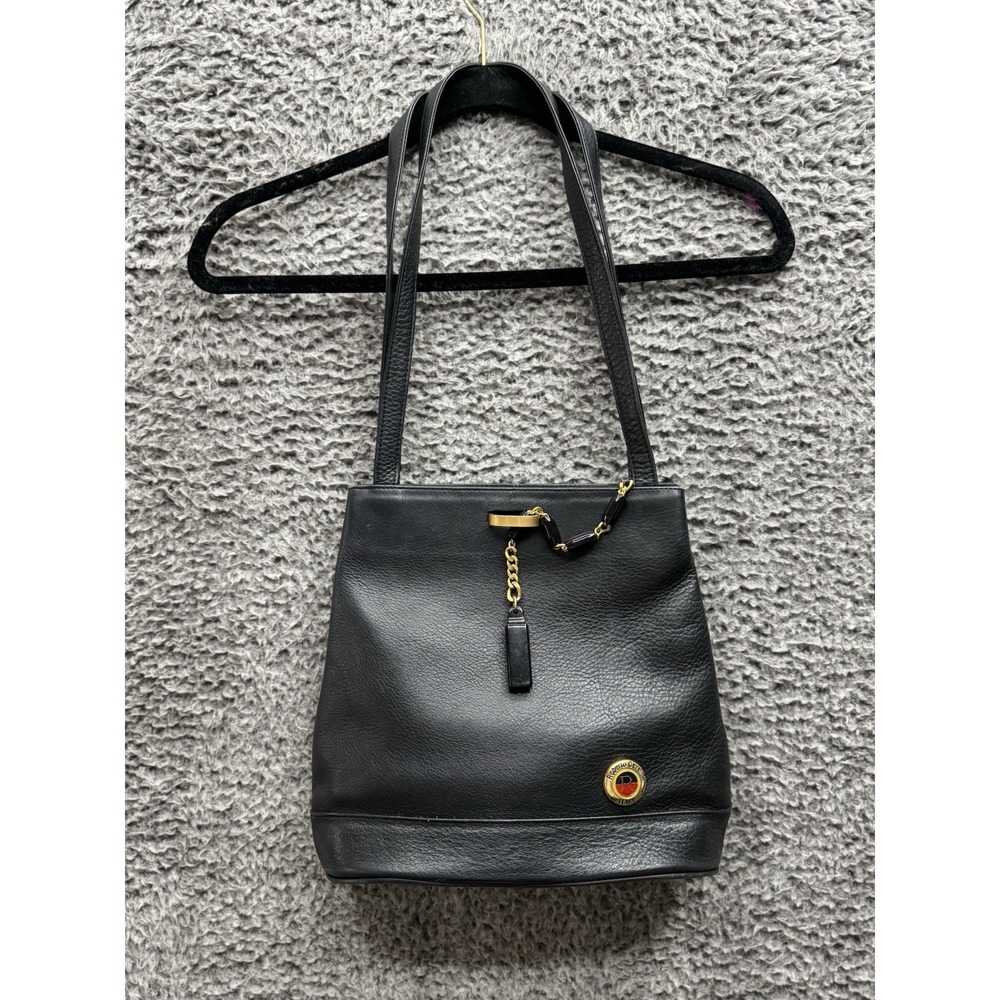 Vintage Roberto Cavalli Black Leather Bucket Style Shoulder Bag
